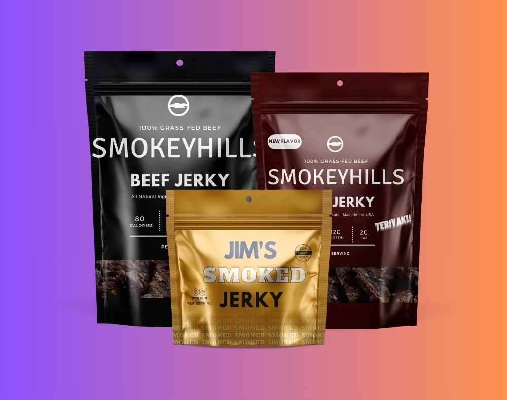 various beef jerky pouches and beef jerky bags in different sizes